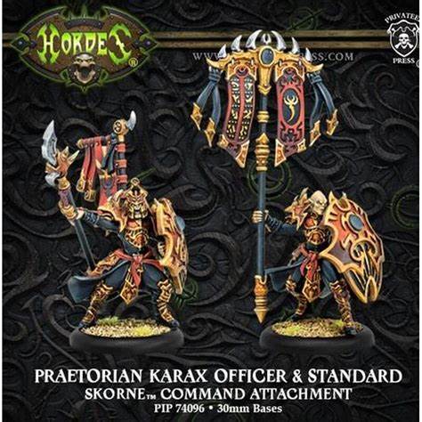 Skorne Praetorian Karax Officer and Standard Miniatures Clearance    | Red Claw Gaming