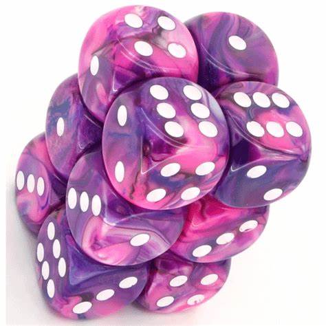 Festive Violet/White 16mm D6 Dice Chessex    | Red Claw Gaming