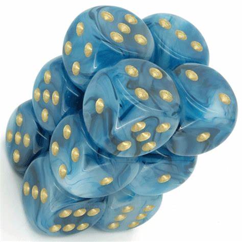 Phantom Teal/Gold 16mm D6 Dice Chessex    | Red Claw Gaming