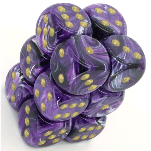 Vortex Purple/Gold 16mm D6 Dice Chessex    | Red Claw Gaming