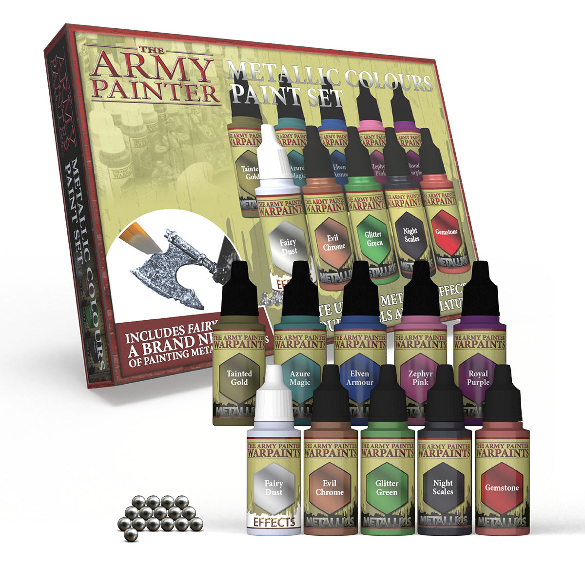 Army Painter Metallic Colours Paint Set With Mixing Balls Warpaint Set Army Painter    | Red Claw Gaming