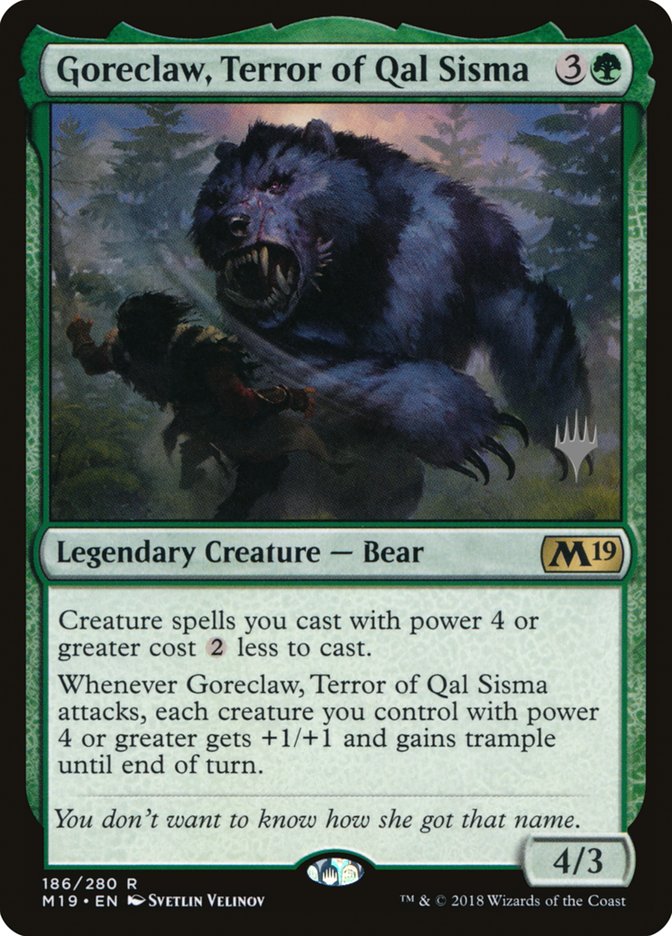 Goreclaw, Terror of Qal Sisma (Promo Pack) [Core Set 2019 Promos] MTG Single Magic: The Gathering    | Red Claw Gaming