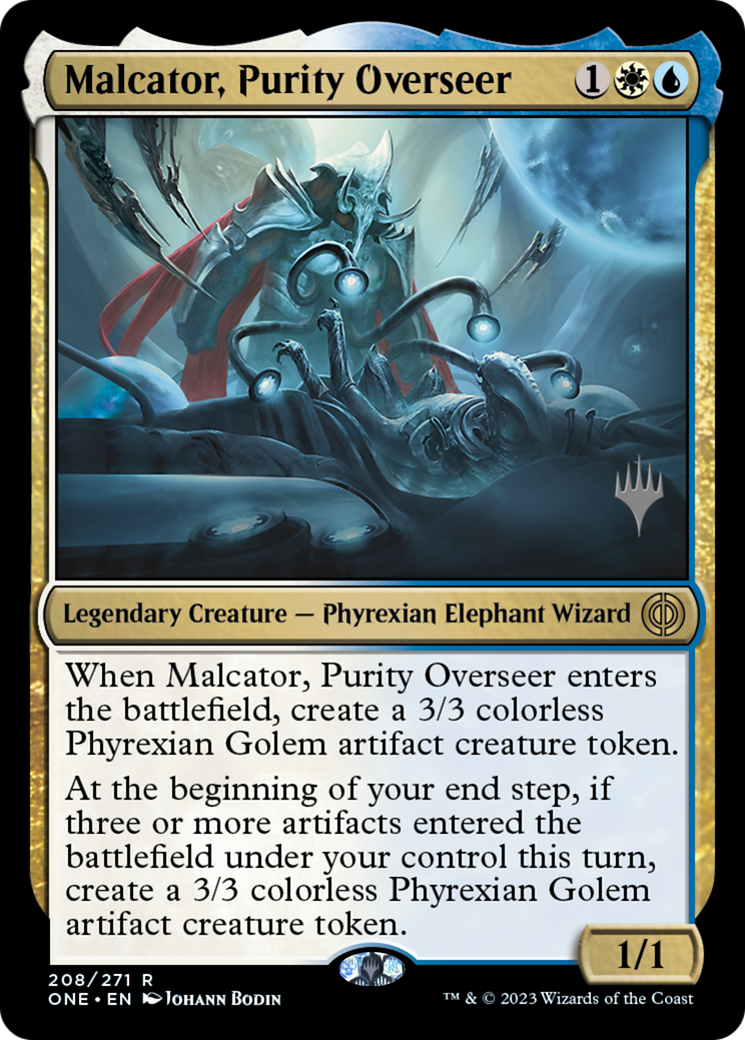 Malcator, Purity Overseer (Promo Pack) [Phyrexia: All Will Be One Promos] MTG Single Magic: The Gathering    | Red Claw Gaming