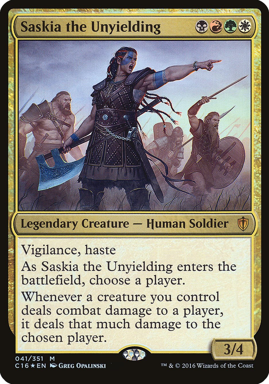 Saskia the Unyielding (Oversized) [Commander 2016 Oversized] MTG Single Magic: The Gathering    | Red Claw Gaming