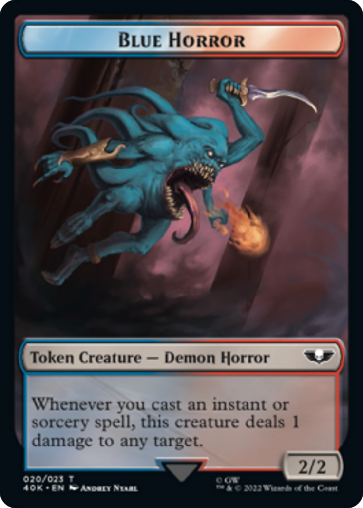 Spawn // Blue Horror Double-Sided (Surge Foil) [Warhammer 40,000 Tokens] MTG Single Magic: The Gathering    | Red Claw Gaming