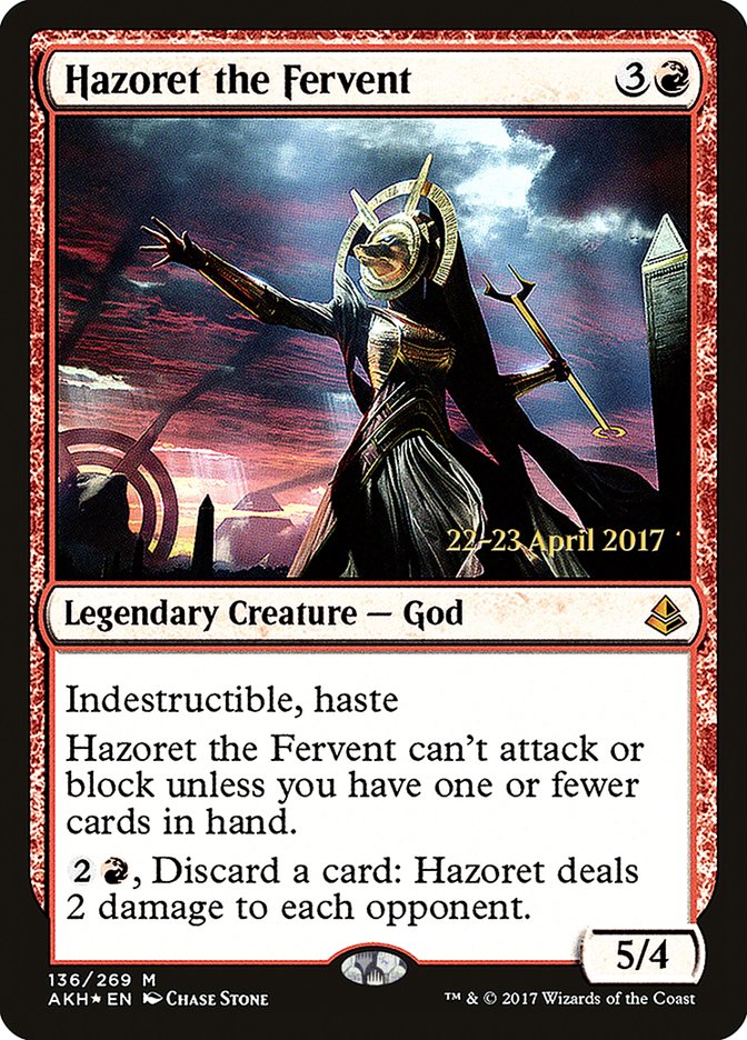 Hazoret the Fervent [Amonkhet Prerelease Promos] MTG Single Magic: The Gathering    | Red Claw Gaming