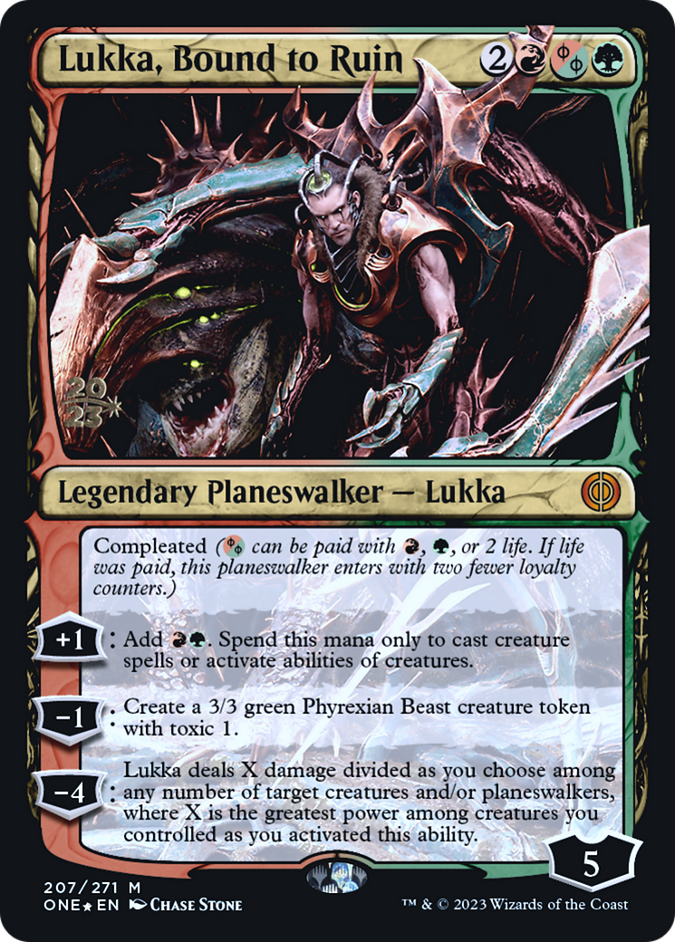 Lukka, Bound to Ruin [Phyrexia: All Will Be One Prerelease Promos] MTG Single Magic: The Gathering    | Red Claw Gaming