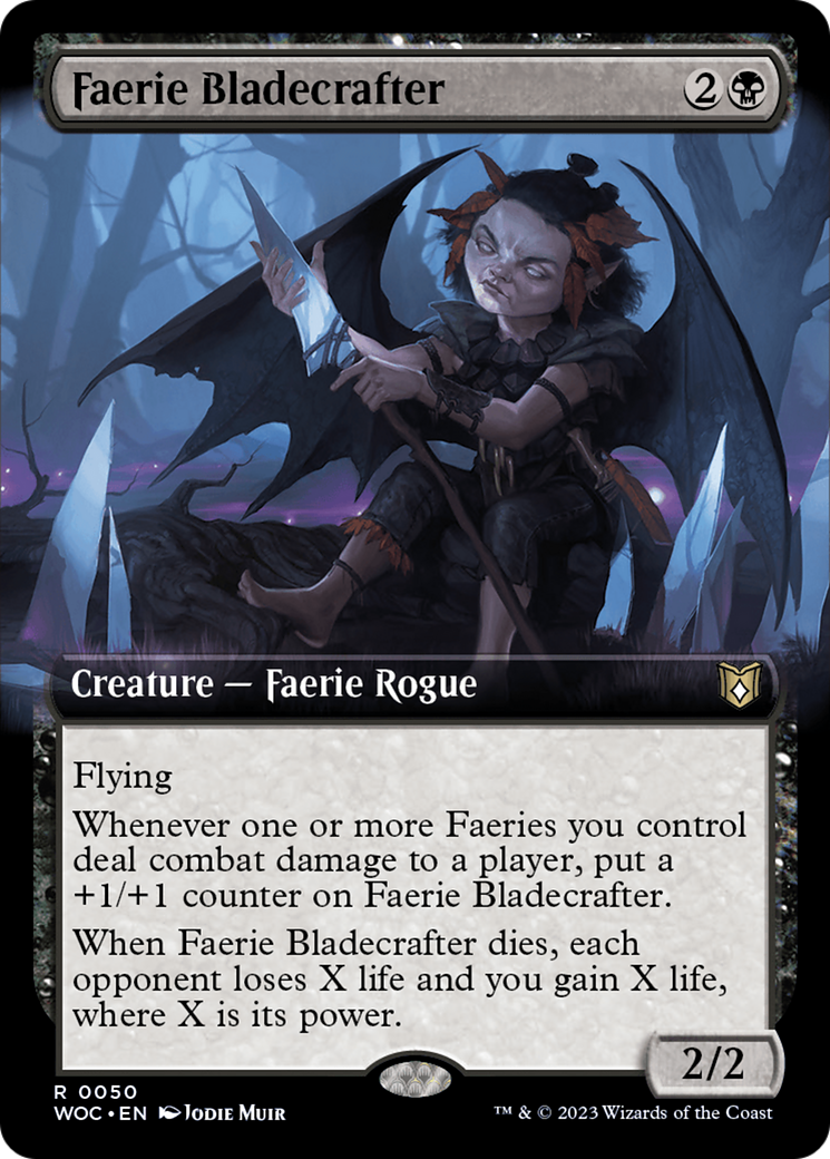 Faerie Bladecrafter (Extended Art) [Wilds of Eldraine Commander] MTG Single Magic: The Gathering    | Red Claw Gaming