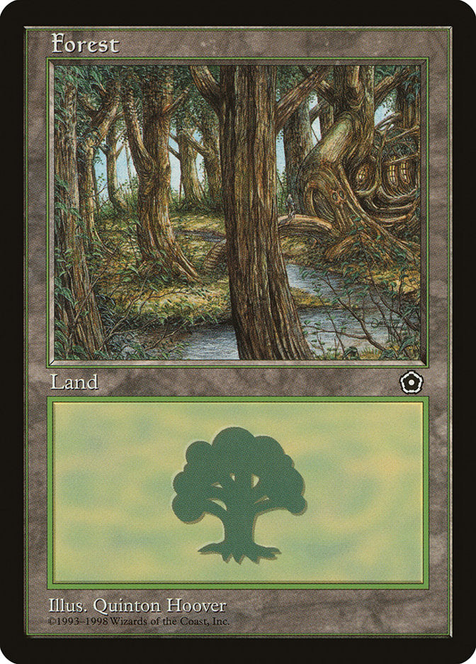 Forest (Treehouse on Right / Black Signature) [Portal Second Age] MTG Single Magic: The Gathering    | Red Claw Gaming