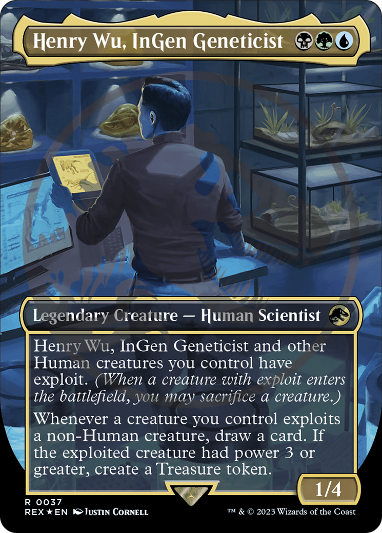 Henry Wu, InGen Geneticist (Emblem) (Borderless) [Jurassic World Collection Tokens] MTG Single Magic: The Gathering    | Red Claw Gaming