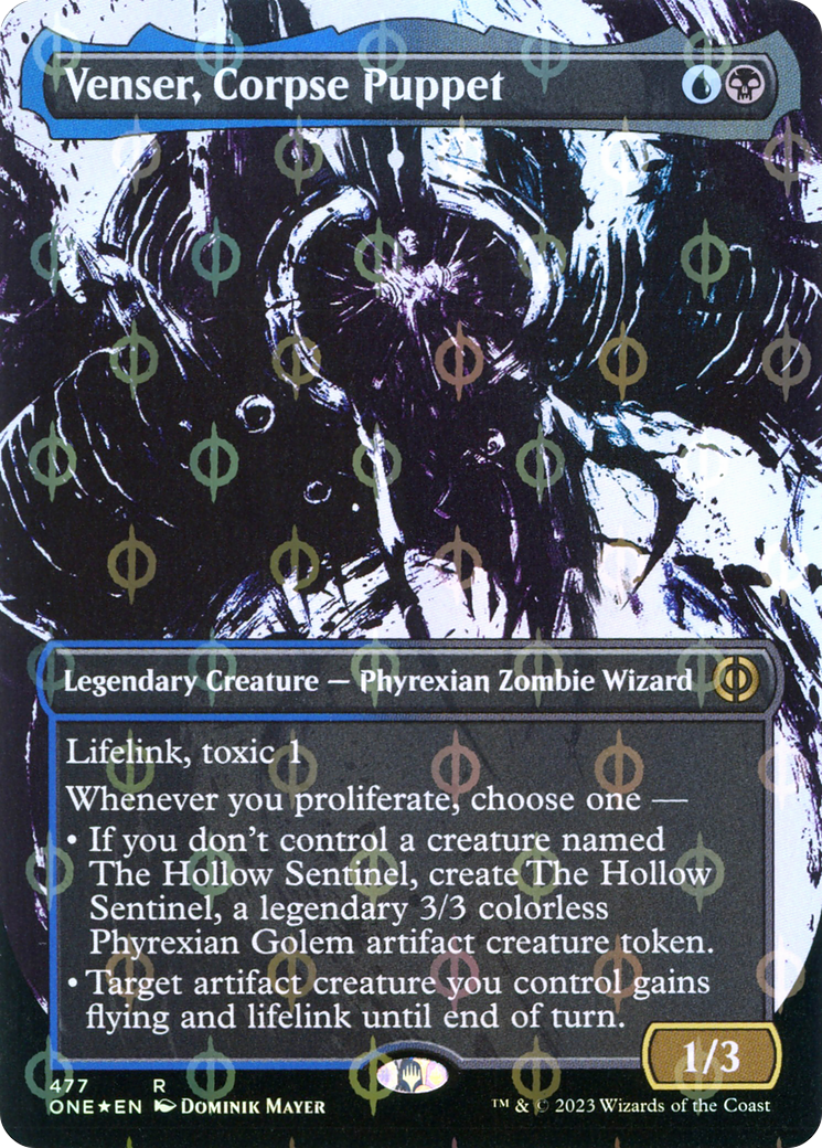 Venser, Corpse Puppet (Borderless Ichor Step-and-Compleat Foil) [Phyrexia: All Will Be One] MTG Single Magic: The Gathering    | Red Claw Gaming