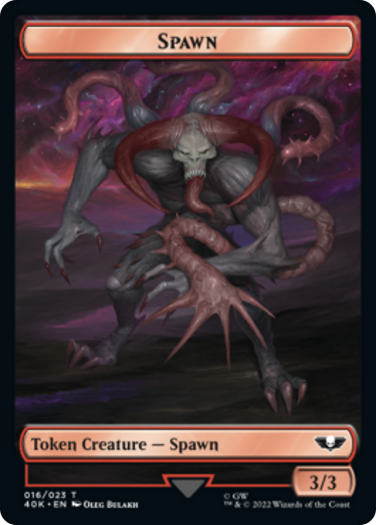 Spawn // Blue Horror Double-Sided (Surge Foil) [Warhammer 40,000 Tokens] MTG Single Magic: The Gathering    | Red Claw Gaming