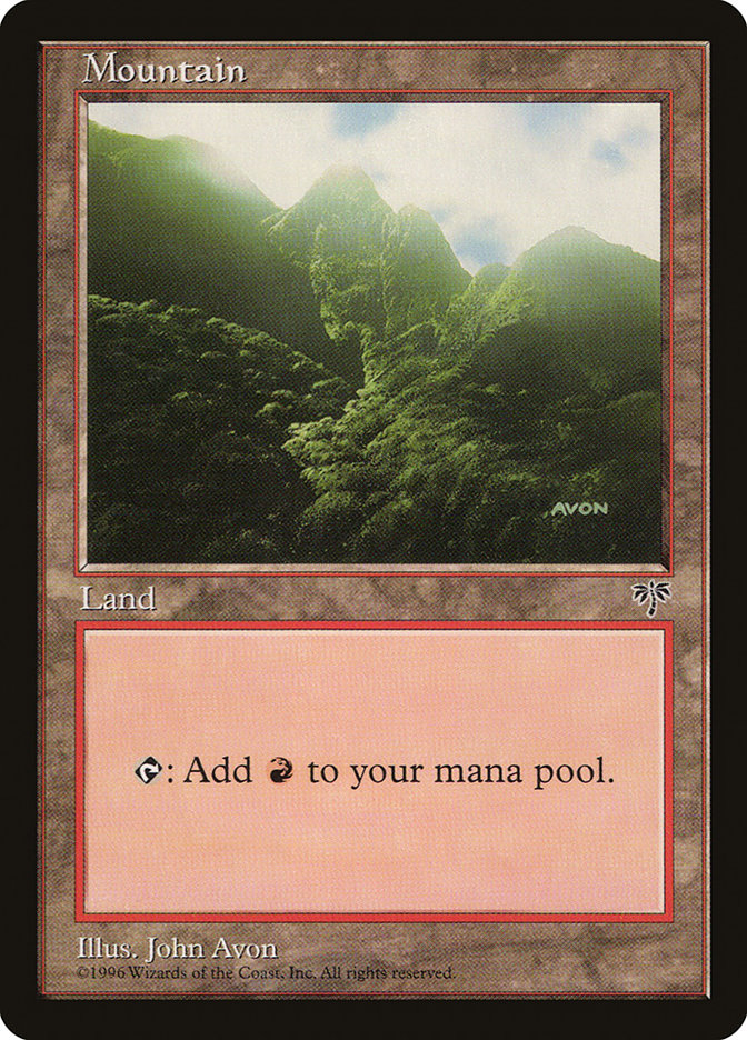 Mountain (Green Signature) [Mirage] MTG Single Magic: The Gathering    | Red Claw Gaming