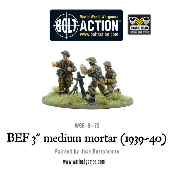 Early War British 3" medium mortar British BEF Warlord Games    | Red Claw Gaming