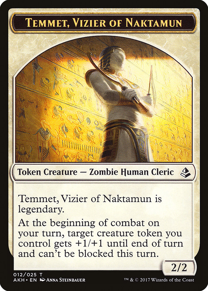 Temmet, Vizier of Naktamun // Zombie Double-Sided Token [Amonkhet Tokens] MTG Single Magic: The Gathering    | Red Claw Gaming