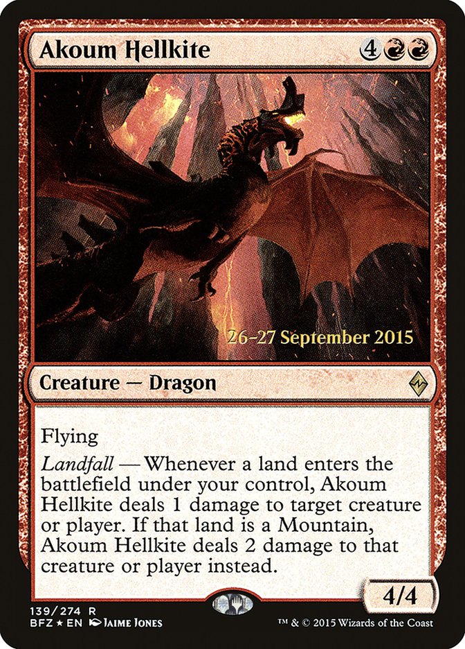 Akoum Hellkite [Battle for Zendikar Prerelease Promos] MTG Single Magic: The Gathering    | Red Claw Gaming