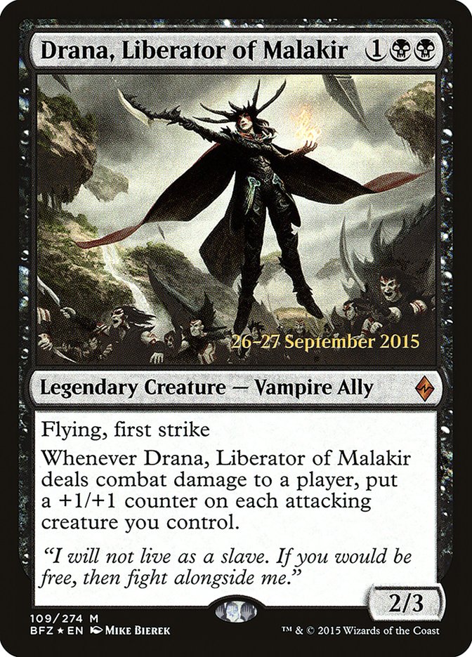 Drana, Liberator of Malakir [Battle for Zendikar Prerelease Promos] MTG Single Magic: The Gathering    | Red Claw Gaming