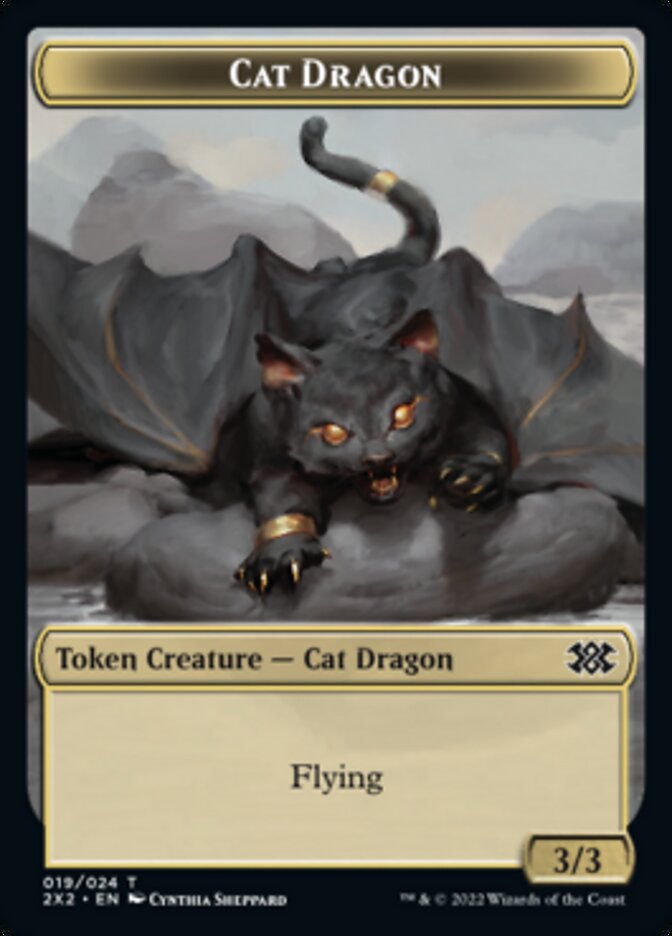 Cat Dragon // Spirit (002) Double-Sided Token [Double Masters 2022 Tokens] MTG Single Magic: The Gathering    | Red Claw Gaming