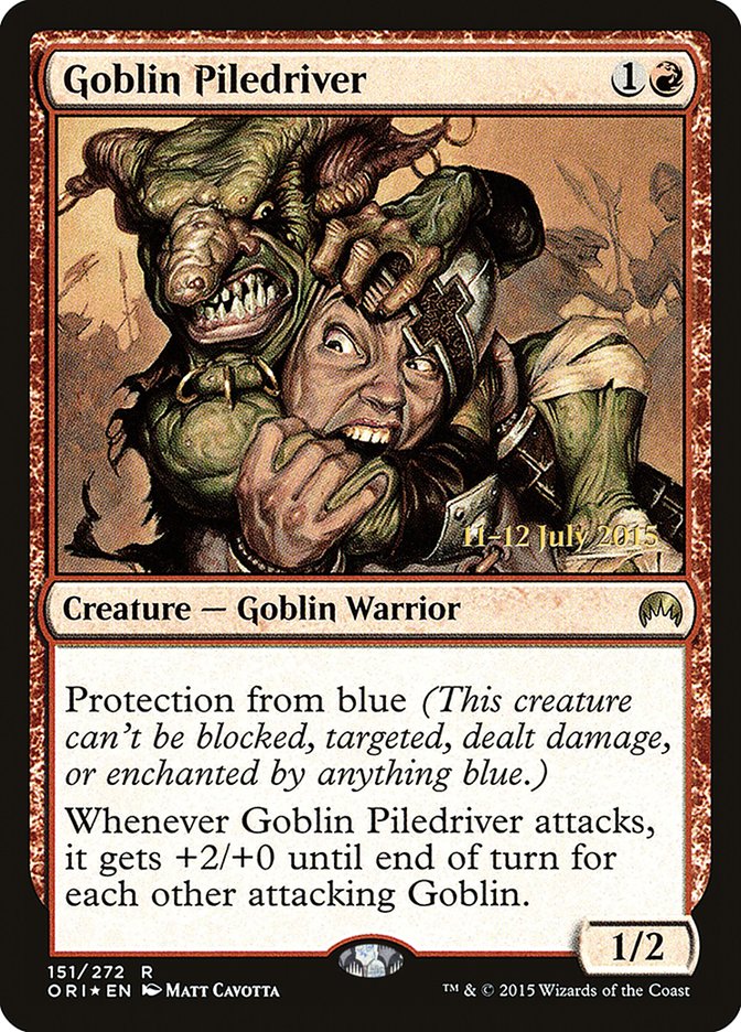 Goblin Piledriver [Magic Origins Prerelease Promos] MTG Single Magic: The Gathering    | Red Claw Gaming