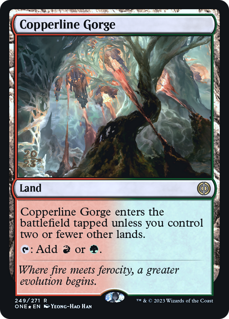 Copperline Gorge [Phyrexia: All Will Be One Prerelease Promos] MTG Single Magic: The Gathering    | Red Claw Gaming