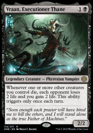 Vraan, Executioner Thane (Promo Pack) [Phyrexia: All Will Be One Promos] MTG Single Magic: The Gathering    | Red Claw Gaming