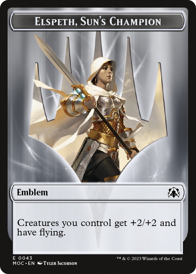 Warrior // Elspeth, Sun's Champion Emblem Double-Sided Token [March of the Machine Commander Tokens] MTG Single Magic: The Gathering    | Red Claw Gaming