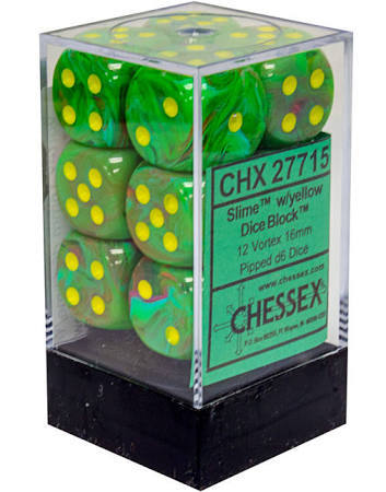 Vortex Bright Slime/Yellow 16mm D6 Dice Chessex    | Red Claw Gaming