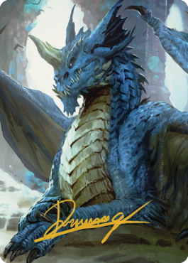 Young Blue Dragon Art Card (Gold-Stamped Signature) [Commander Legends: Battle for Baldur's Gate Art Series] MTG Single Magic: The Gathering    | Red Claw Gaming