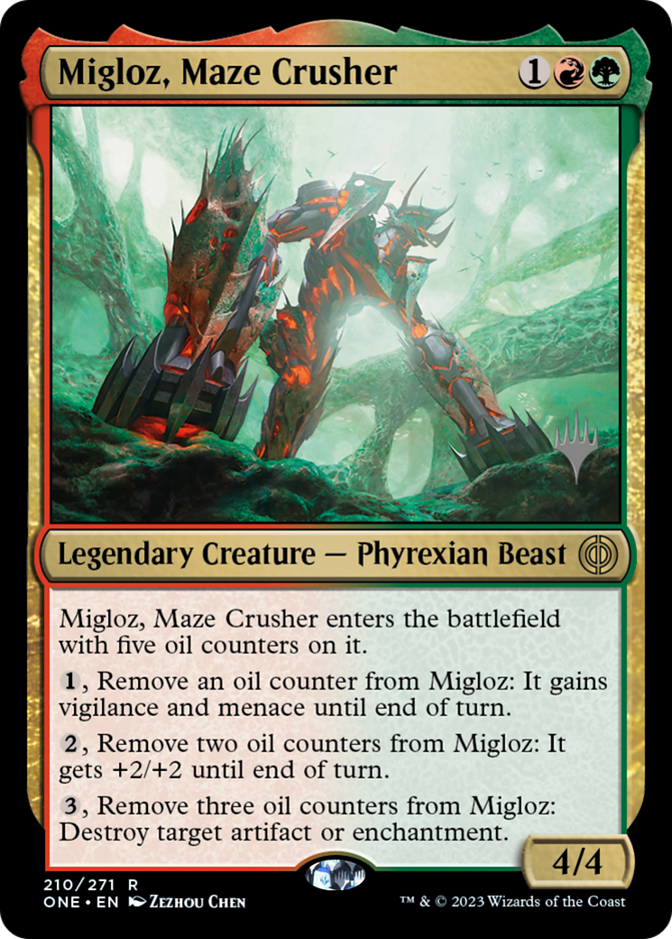 Migloz, Maze Crusher (Promo Pack) [Phyrexia: All Will Be One Promos] MTG Single Magic: The Gathering    | Red Claw Gaming