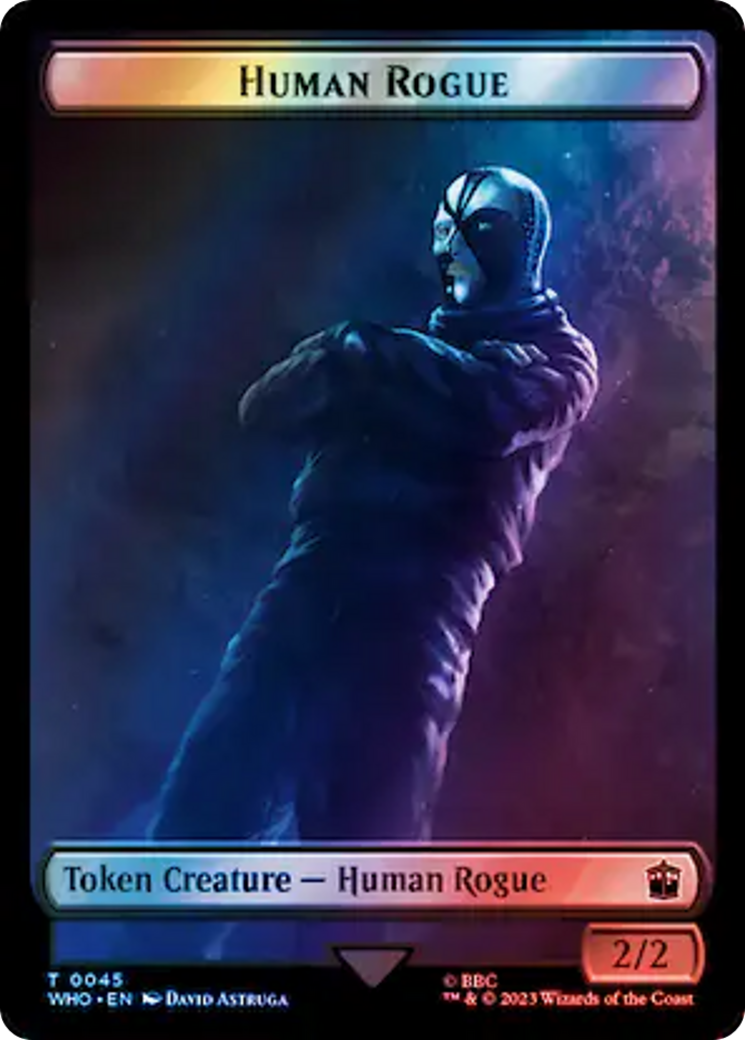 Human Rogue // Dinosaur Double-Sided Token (Surge Foil) [Doctor Who Tokens] MTG Single Magic: The Gathering    | Red Claw Gaming