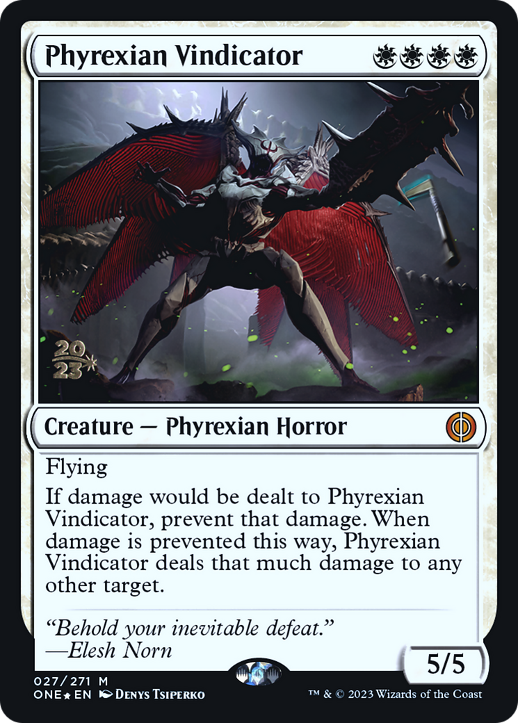 Phyrexian Vindicator [Phyrexia: All Will Be One Prerelease Promos] MTG Single Magic: The Gathering    | Red Claw Gaming