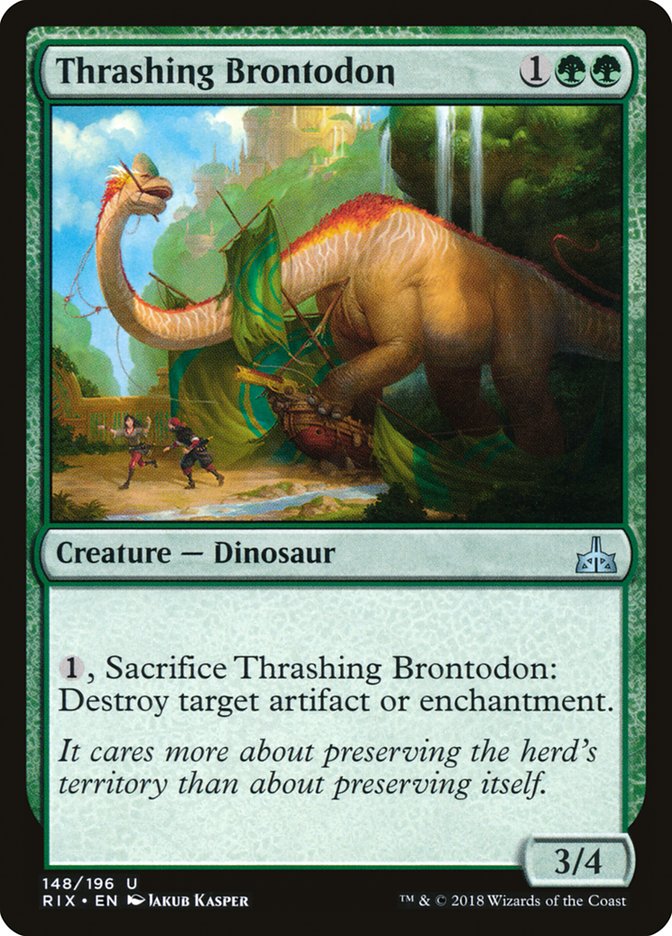 Thrashing Brontodon [Rivals of Ixalan] MTG Single Magic: The Gathering    | Red Claw Gaming