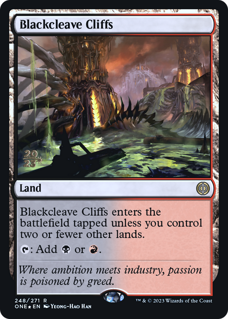 Blackcleave Cliffs [Phyrexia: All Will Be One Prerelease Promos] MTG Single Magic: The Gathering    | Red Claw Gaming