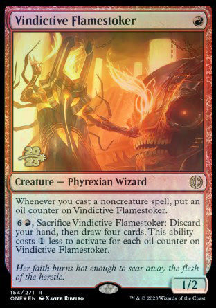 Vindictive Flamestoker [Phyrexia: All Will Be One Prerelease Promos] MTG Single Magic: The Gathering    | Red Claw Gaming