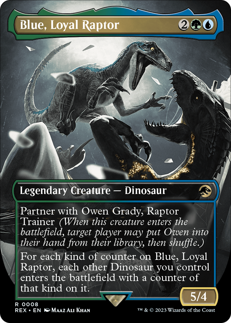 Blue, Loyal Raptor (Borderless) [Jurassic World Collection] MTG Single Magic: The Gathering    | Red Claw Gaming