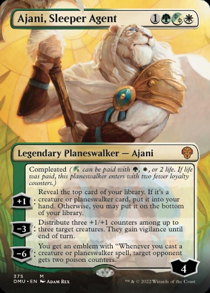 Ajani, Sleeper Agent (Borderless) (375) [Dominaria United] MTG Single Magic: The Gathering    | Red Claw Gaming