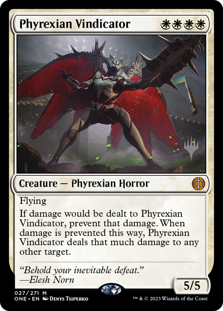 Phyrexian Vindicator (Promo Pack) [Phyrexia: All Will Be One Promos] MTG Single Magic: The Gathering    | Red Claw Gaming