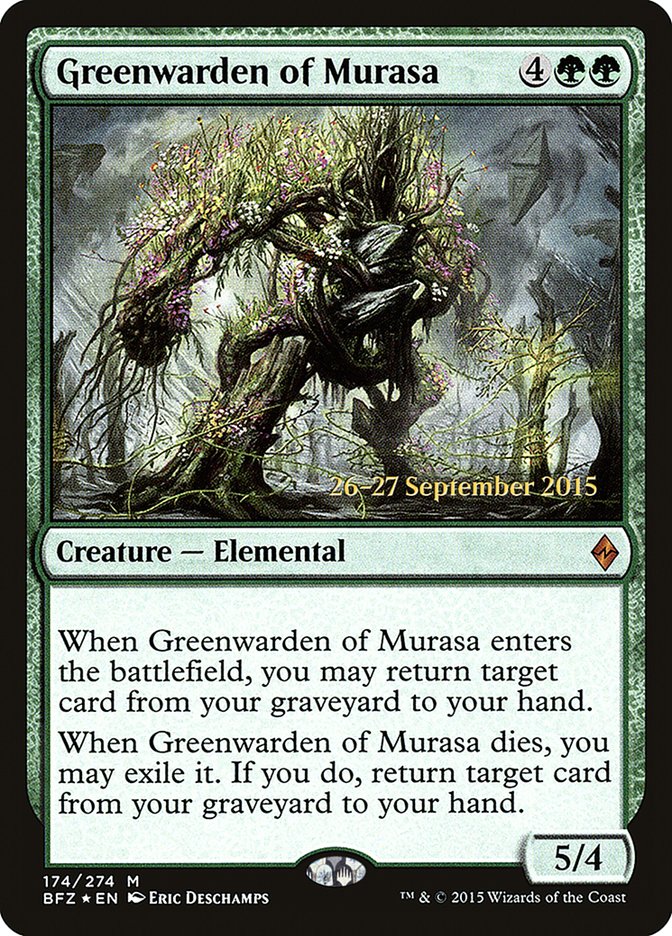 Greenwarden of Murasa [Battle for Zendikar Prerelease Promos] MTG Single Magic: The Gathering    | Red Claw Gaming