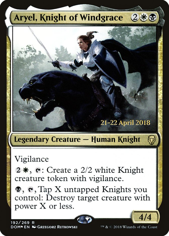 Aryel, Knight of Windgrace [Dominaria Prerelease Promos] MTG Single Magic: The Gathering    | Red Claw Gaming