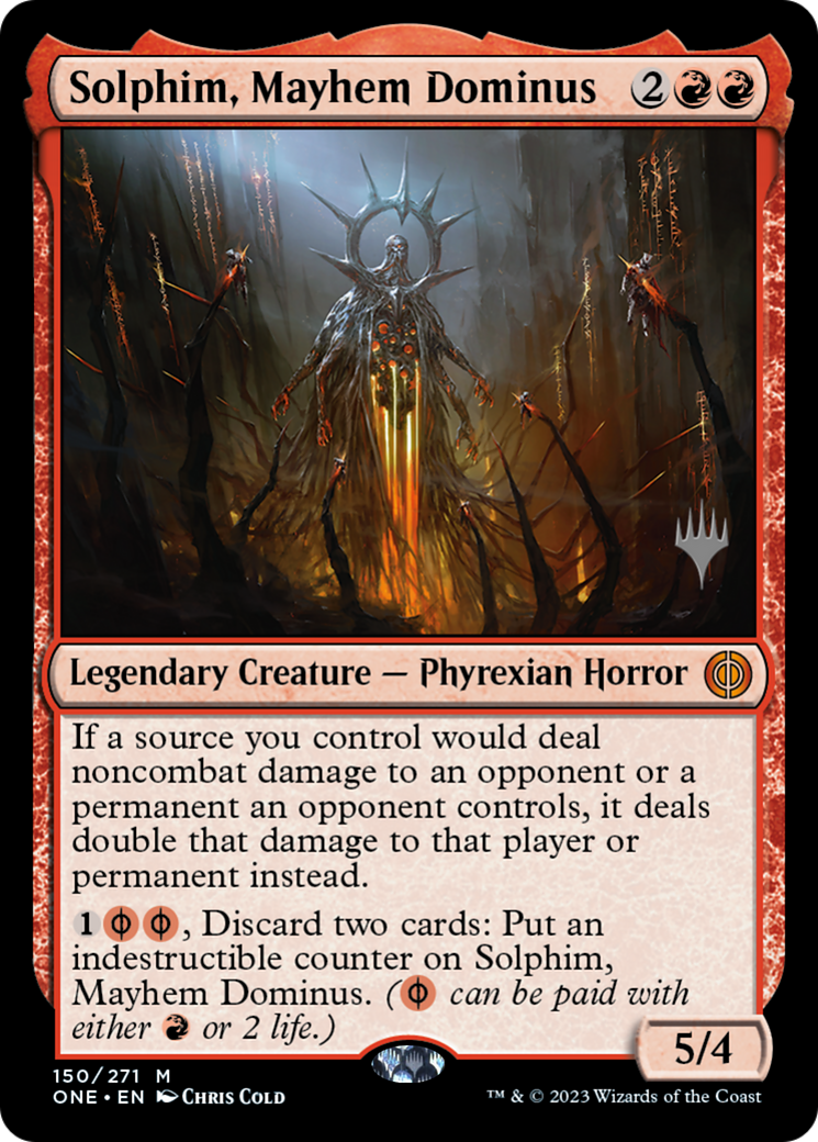 Solphim, Mayhem Dominus (Promo Pack) [Phyrexia: All Will Be One Promos] MTG Single Magic: The Gathering    | Red Claw Gaming