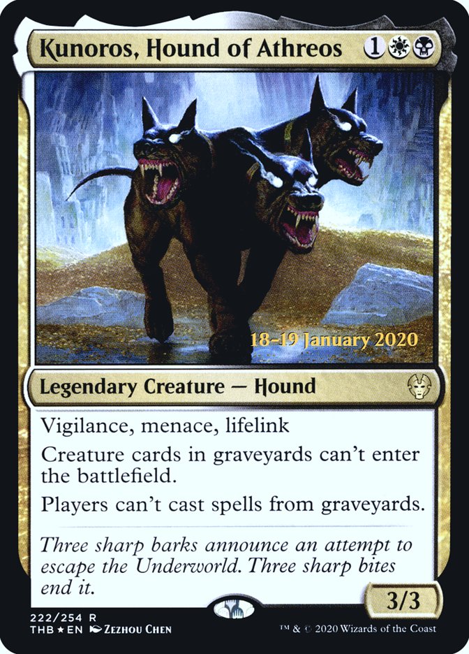 Kunoros, Hound of Athreos [Theros Beyond Death Prerelease Promos] MTG Single Magic: The Gathering    | Red Claw Gaming