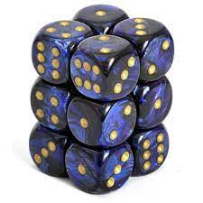 Scarab Royal Blue/Gold 16mm D6 Dice Chessex    | Red Claw Gaming