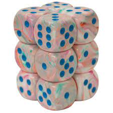 Festive Pop Art/Blue 16mm D6 Dice Chessex    | Red Claw Gaming