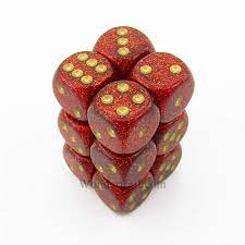 Glitter Ruby/Gold 16mm D6 Dice Chessex    | Red Claw Gaming