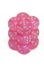 Borealis Pink/Silver 16mm D6 Luminary Effect Dice Chessex    | Red Claw Gaming