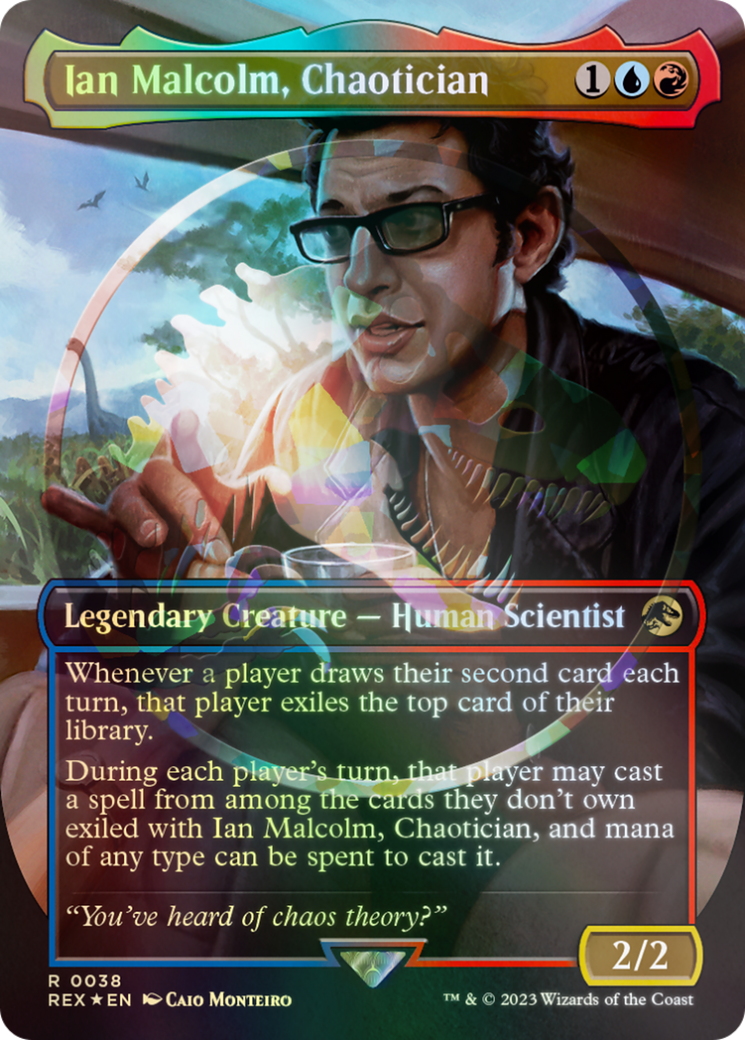 Ian Malcolm, Chaotician (Emblem) (Borderless) [Jurassic World Collection Tokens] MTG Single Magic: The Gathering    | Red Claw Gaming