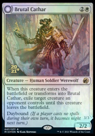 Brutal Cathar // Moonrage Brute [Innistrad: Midnight Hunt Prerelease Promos] MTG Single Magic: The Gathering    | Red Claw Gaming