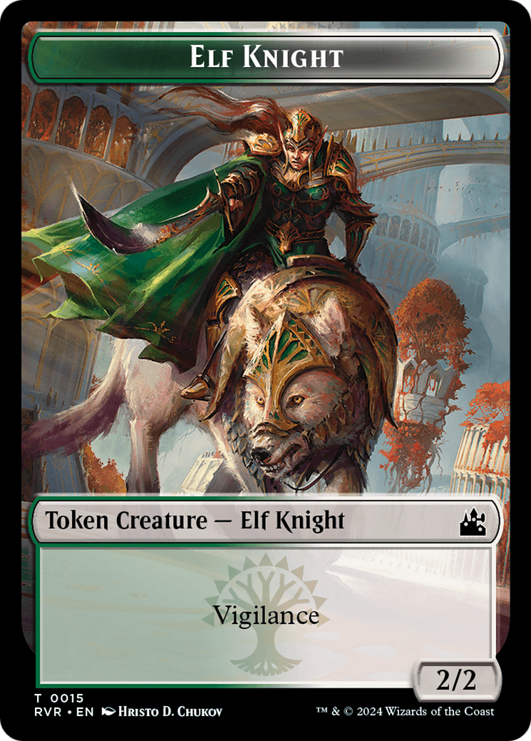 Elf Knight // Soldier Double-Sided Token [Ravnica Remastered Tokens] MTG Single Magic: The Gathering    | Red Claw Gaming