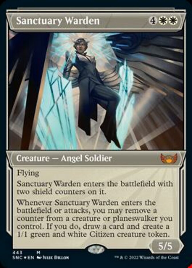 Sanctuary Warden (Showcase Art Deco Foil Etched) [Streets of New Capenna] MTG Single Magic: The Gathering    | Red Claw Gaming