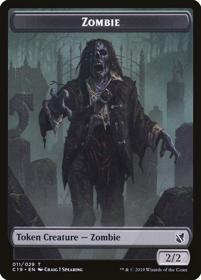 Zombie (010) // Zombie (011) Double-Sided Token [Commander 2019 Tokens] MTG Single Magic: The Gathering    | Red Claw Gaming